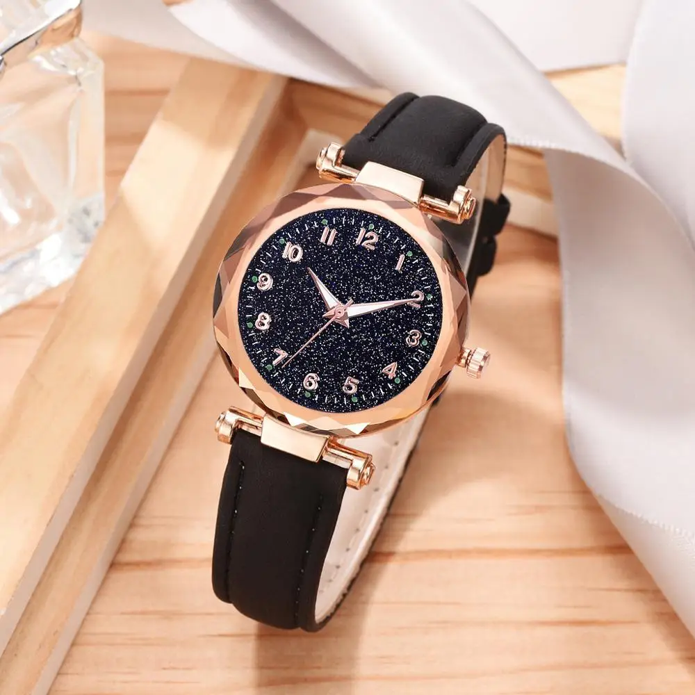 

Women Gypsophila Arabic Numerals Quartz Watch 2021 New Fashion Casual Ladies Leather Wristwatch Female Clock Relogio Feminino