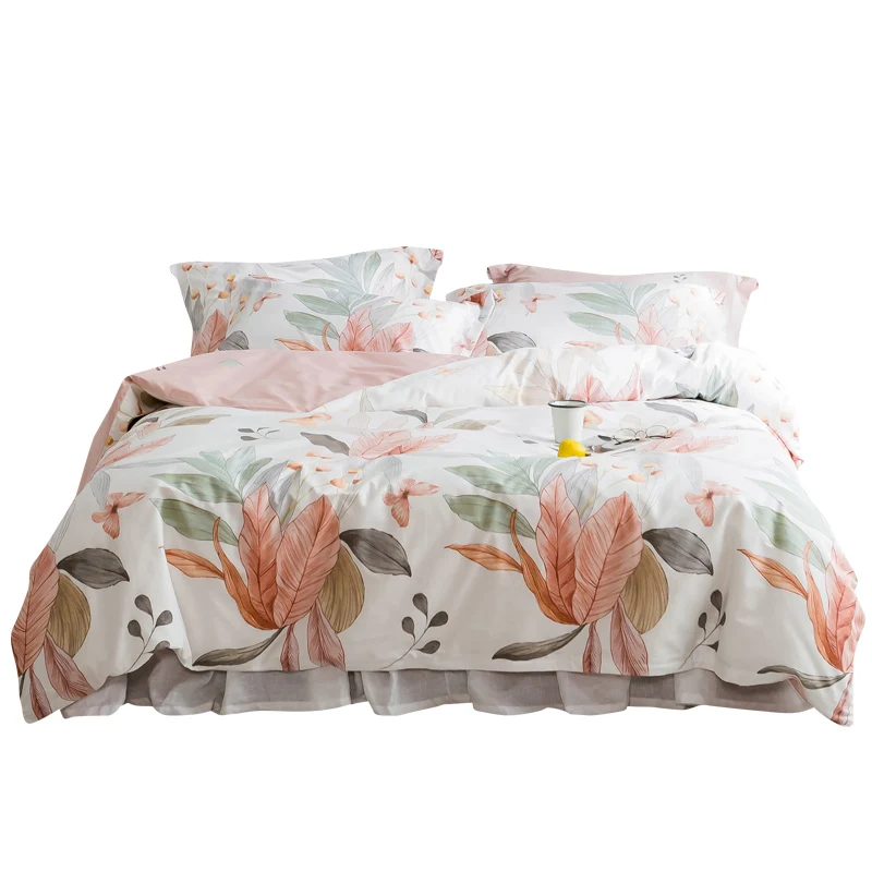 

Pure Cotton Four-Piece Set Fresh Floral Twill Cotton Quilt Cover Fitted Sheet