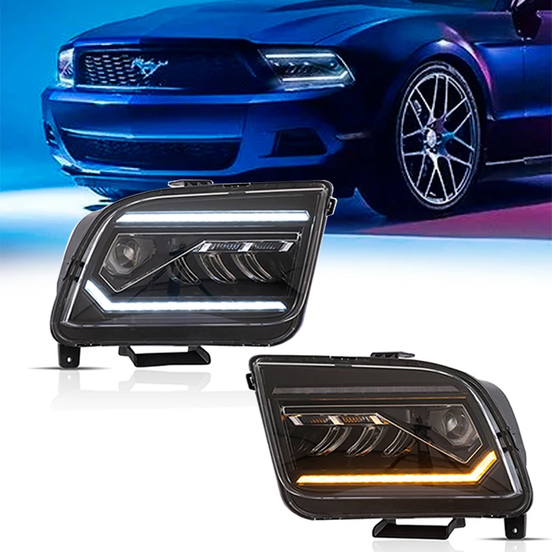 Head Lamp for FORD Mustang LED Headlight 2005-2009 Headlights DRL Turn Signal High Beam Angel Eye Projector Lens