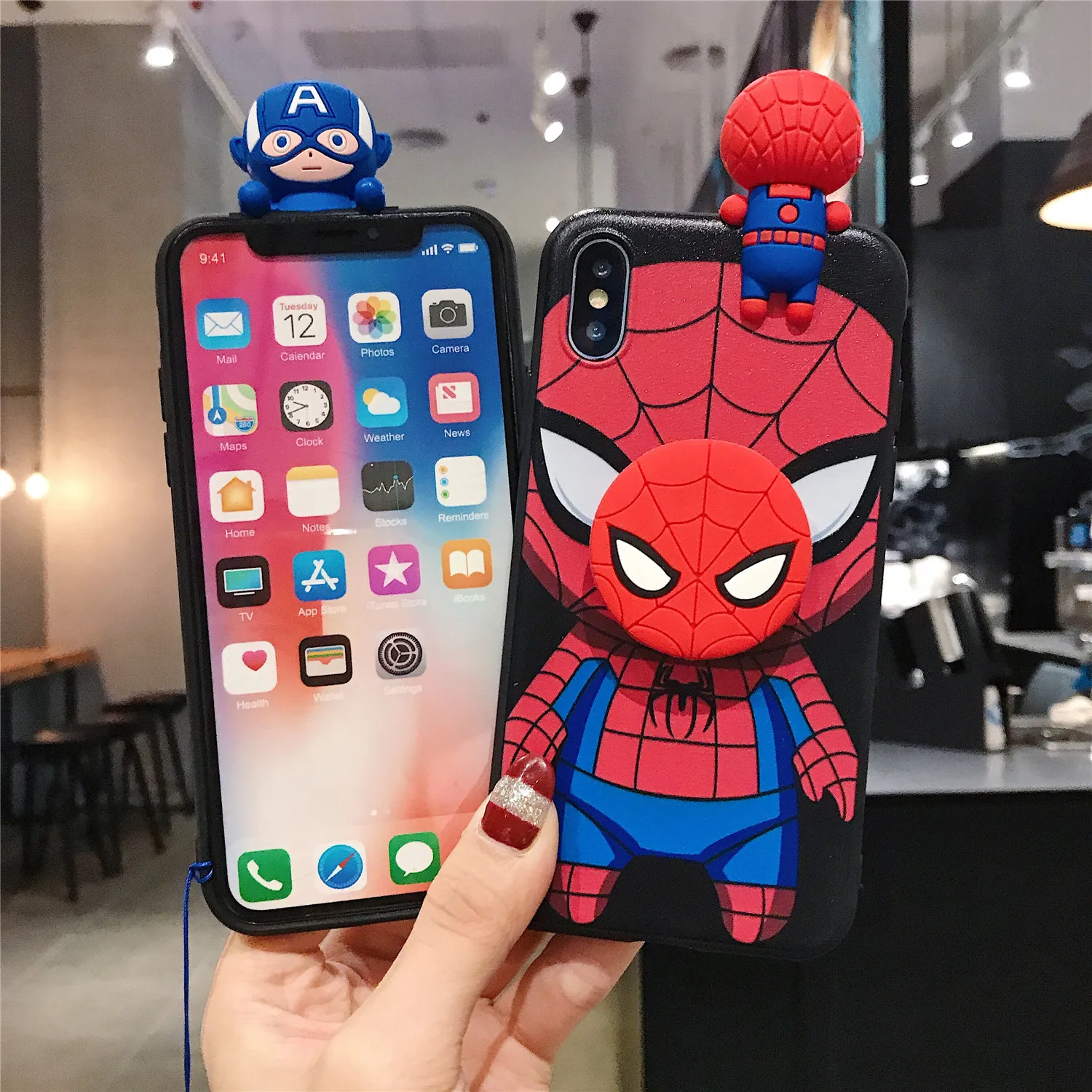 Spiderman For Xiaomi Redmi 8 8A 9 9A 9T 9C 10 10A 10C A1 Note 7 8 9 9s 10 11 Pro POCO M3 X3 M4 Phone Case With Holder Strap Rope