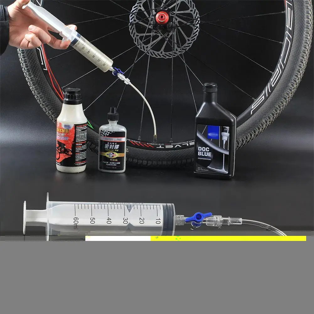 

RISK Bicycle Tubeless Tire Liquid Injection Tool Tire Tubeless Sealant Injector Syringe Rubber Hose Kit For MTB Bike Repair Y7L6