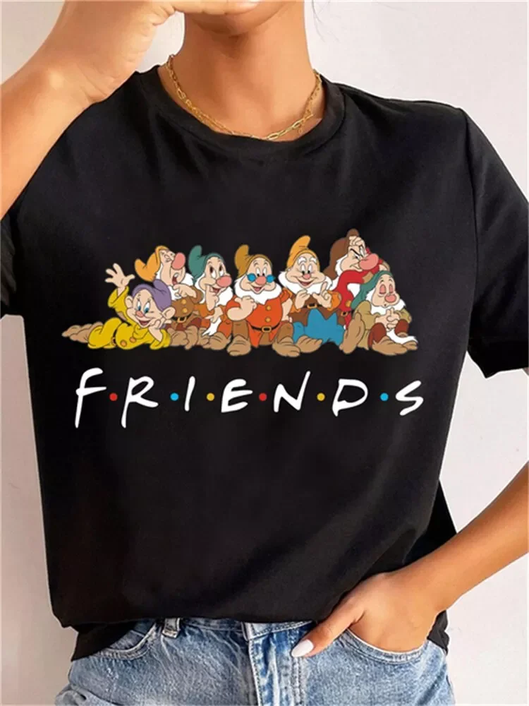 

Princess Women100% Cotton Tshirt Fashion and The Seven Dwarfs Harajuku Streetwear Female Clothes Free Shipping