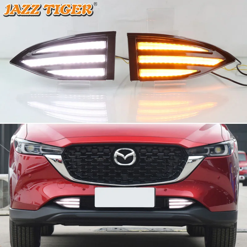 

JAZZ TIGER 2 шт. желтый сигнал поворота функция 12 В Автомобильные ДХО светодиодный ные дневные ходовые огни Противотуманные фары для Mazda CX-5 CX5 2022 2023