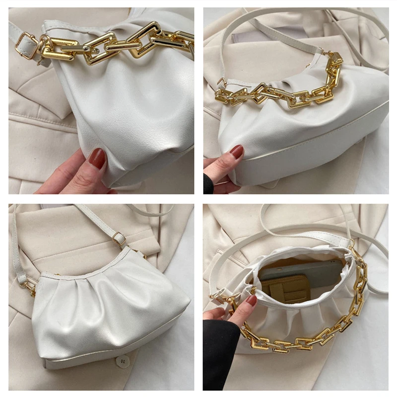 JinMantang Fashion Summer Crossbody Bags Pleated Pu Leather Shoulder Bag Women's Chain Handbags And Purses