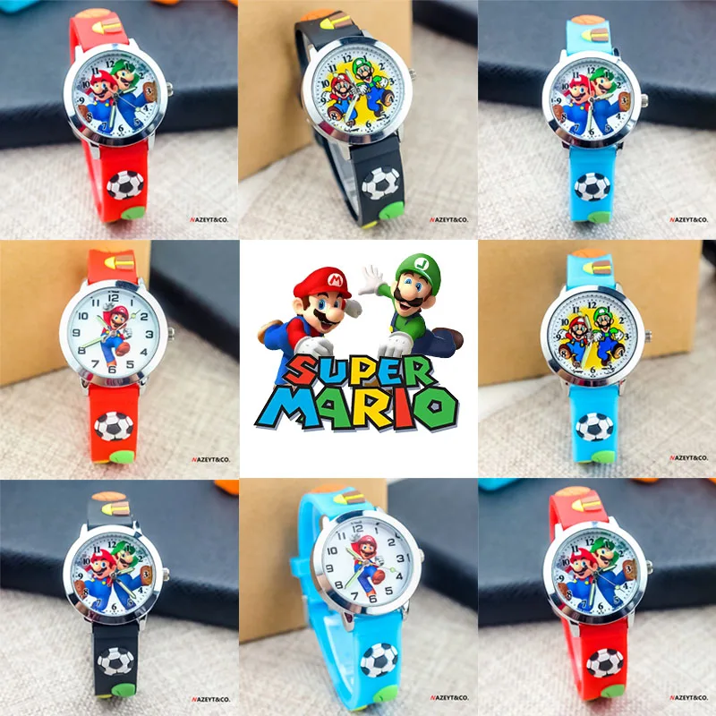

Детские часы серии Super Mario, кварцевые часы с камнем, электронные Мультяшные Аниме игры, Детские креативные часы, силиконовый ремешок, подарок