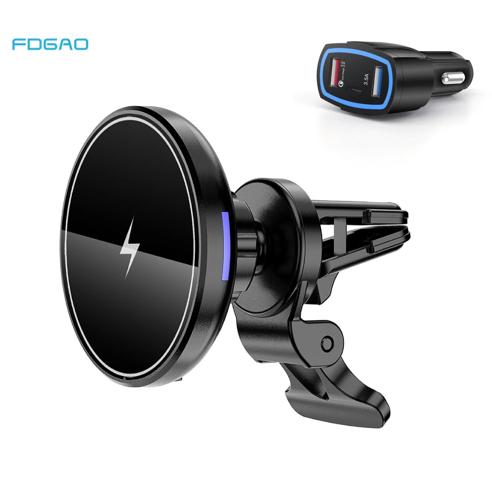

Magnetic Wireless Car Charger 15W for iPhone 13 12 Pro Max Mini PD Fast Charging For Magnet Cases Air Vent Mount Phone Holder