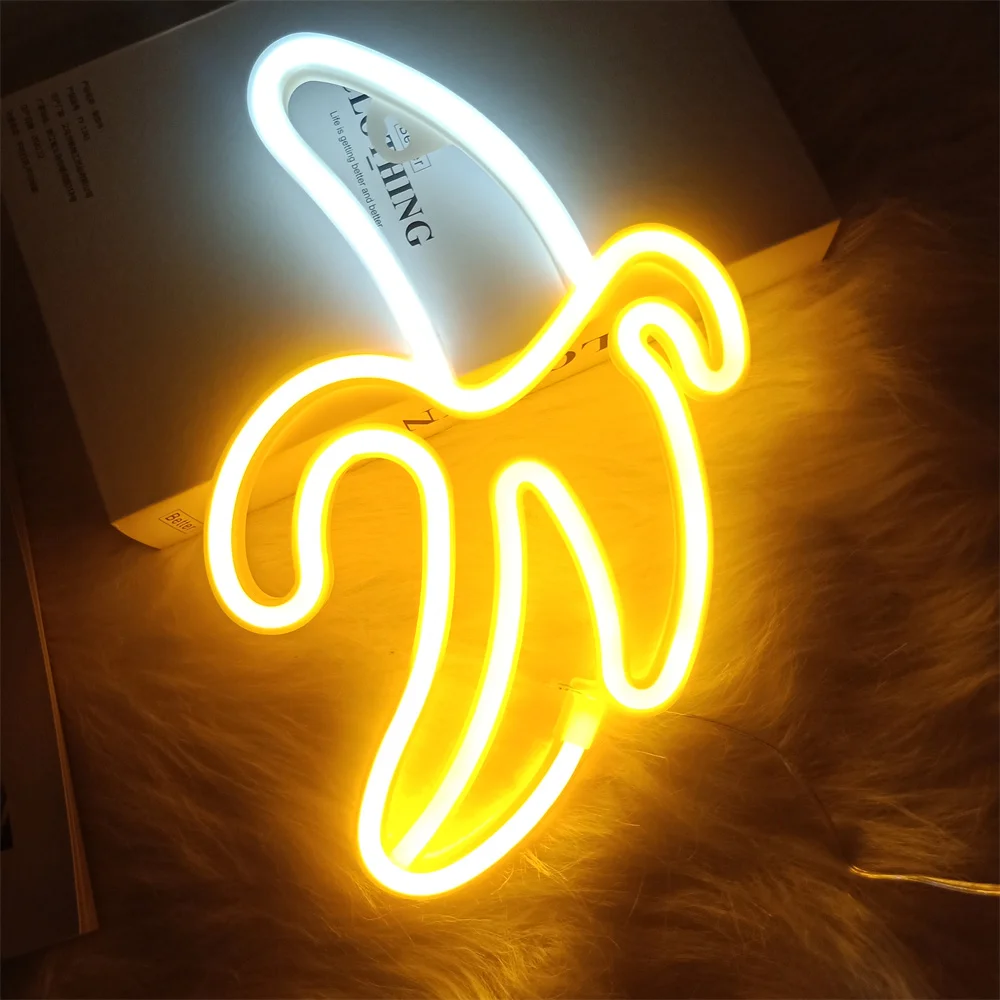 

LED Neon Sign Lamp Rainbow Banana Cherry Cactus Fruit Restaurant Wall Neon Light for Party Wedding Shop Birthday Home Decoration