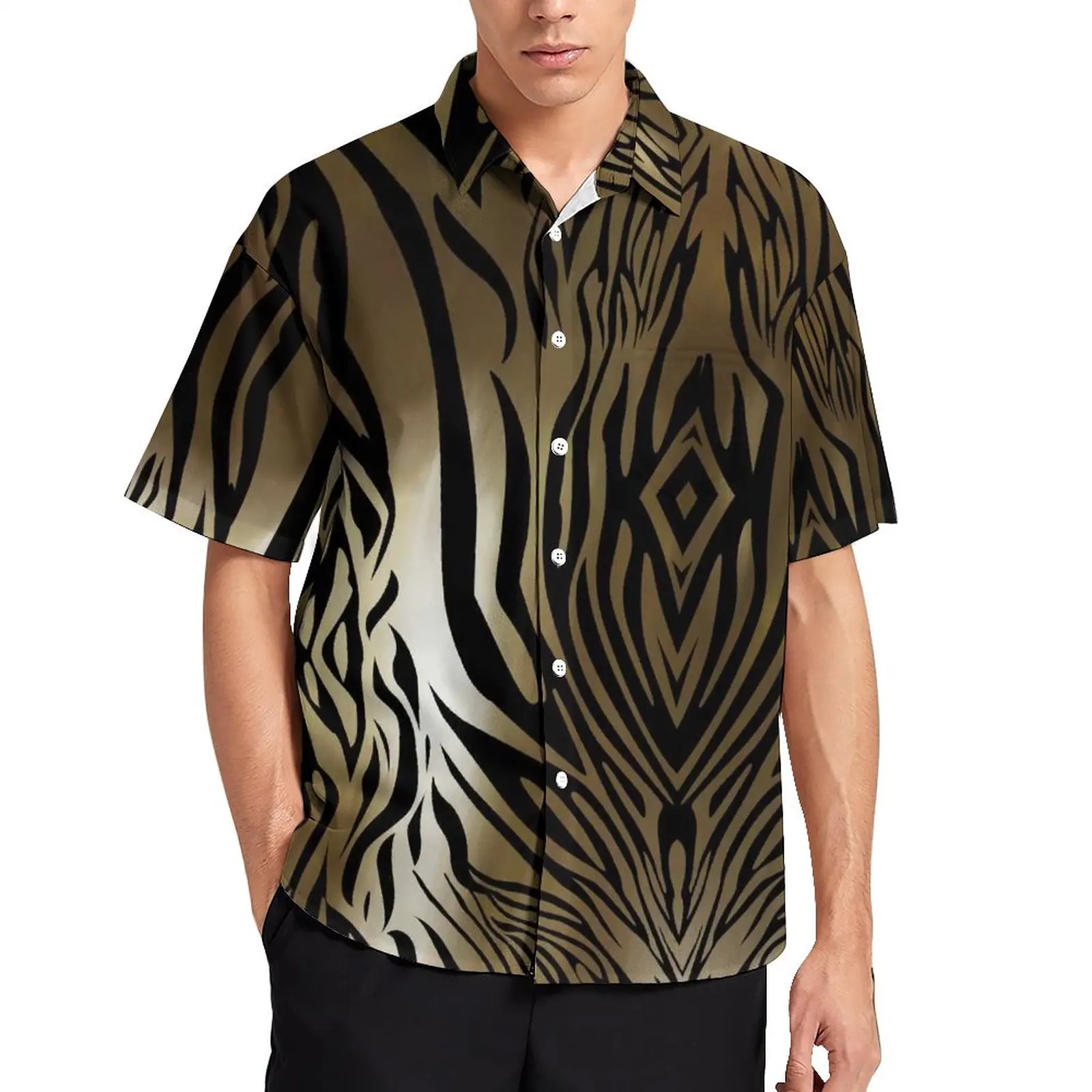 

Классические повседневные рубашки с принтом тигра, Пляжная рубашка с животным мехом, Гавайские блузки Y2K большого размера с принтом для мужчин