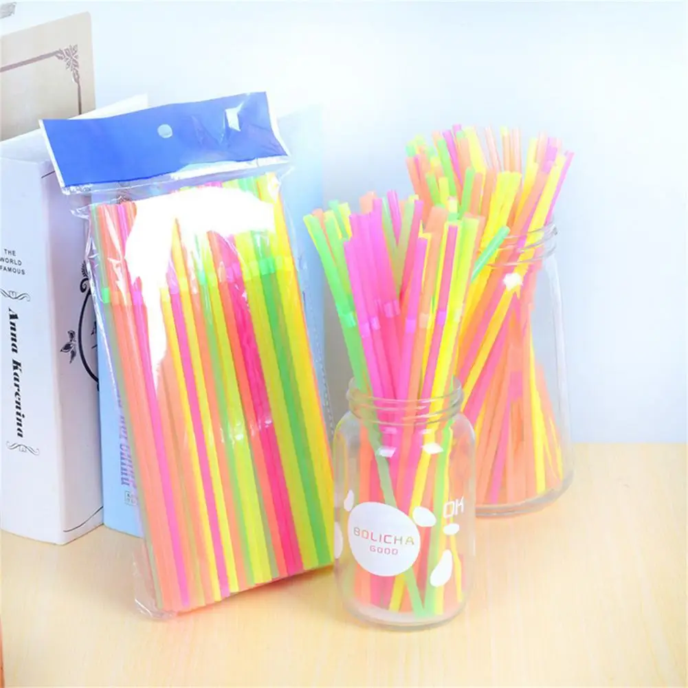 

100Pcs/Set Straw Useful Decorative 8 Inch Long Drink Straw BPA Free Water Straw