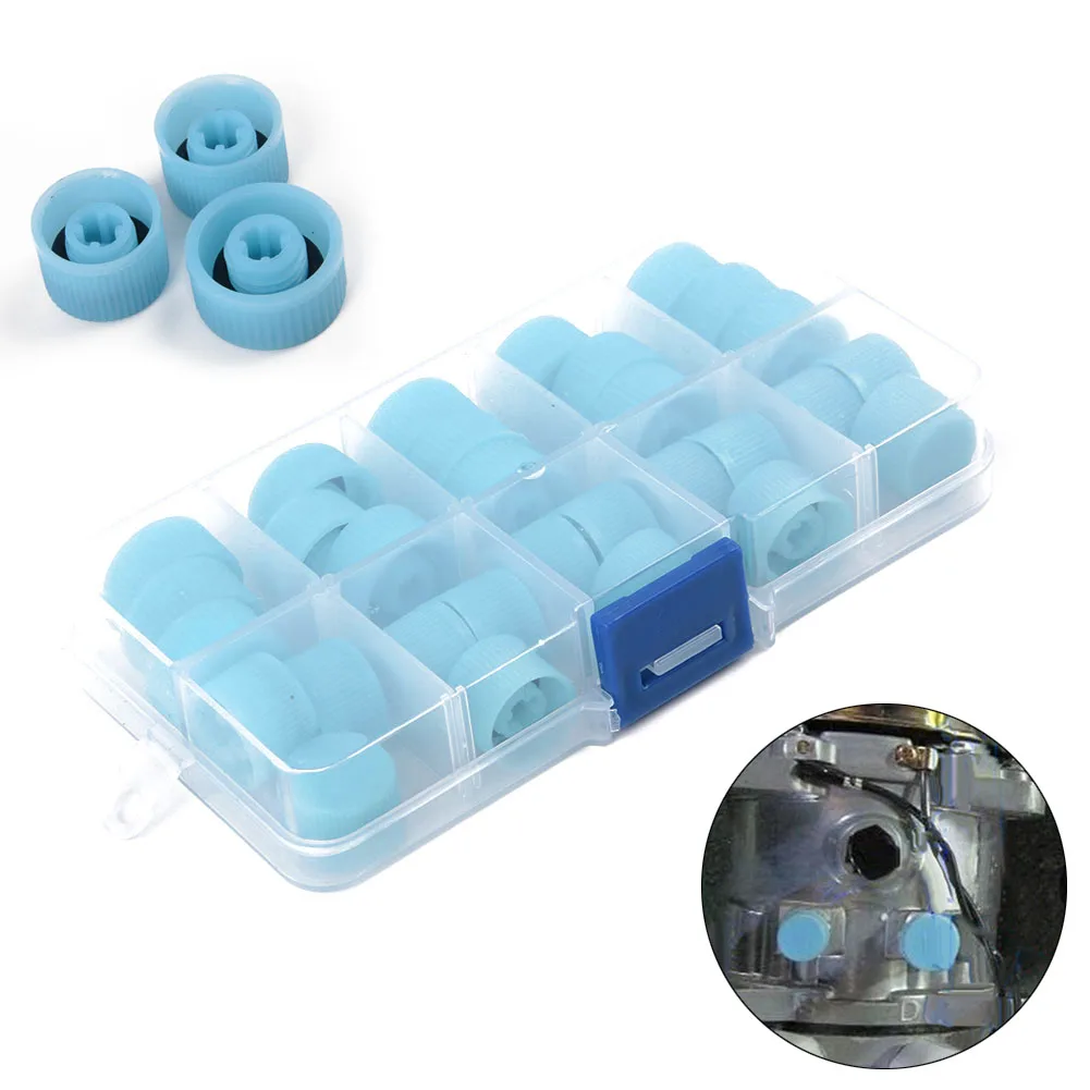 

30 Pcs/Set Auto Air Conditioner Car Dust Cover High Low Cover Valve Core Cap With Seal Inside, 15 Pairs Cover Set No. 045 Access