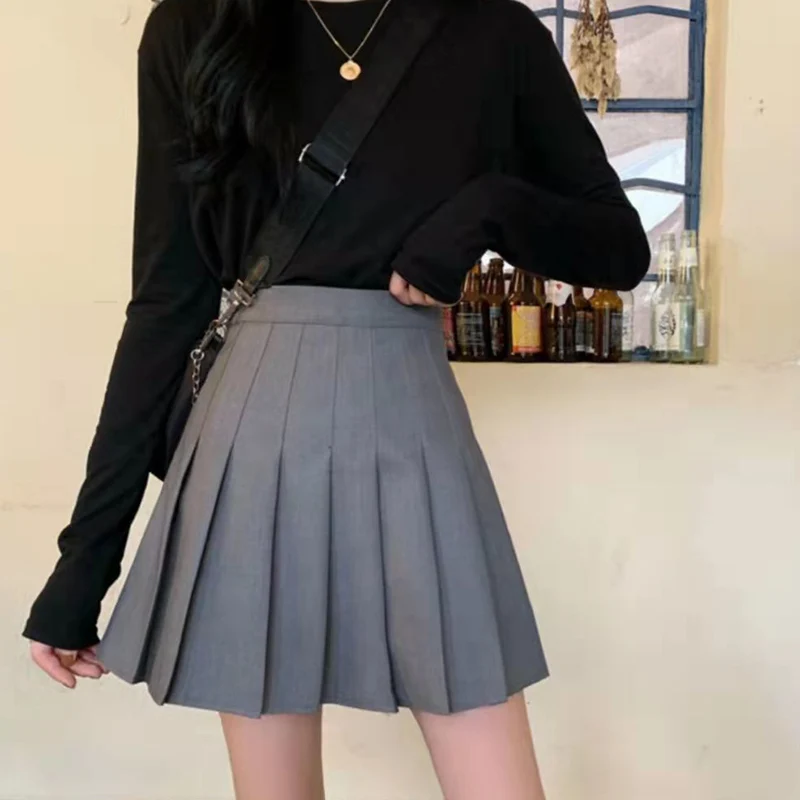 

Rimocy All Match Pleated Mini Skirt Women 2022 Summer High Waisted A-line Skirts Woman Korean Style Solid Color Skirts Womens