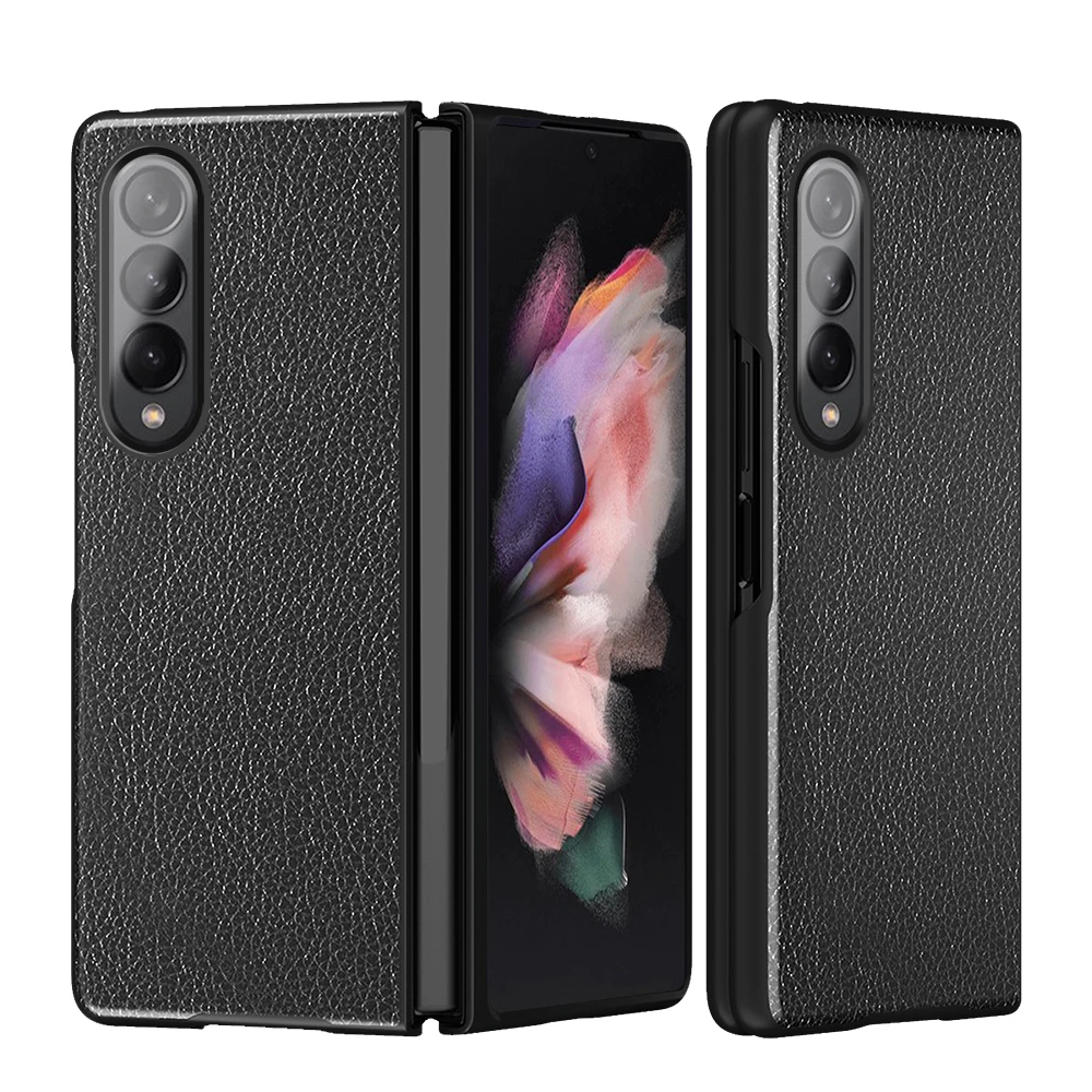 

Luxury Cross Lychee Pattern Case For Samsung Z Fold 4 Business Shockproof Hard Folding Phone Cover for Galaxy ZFold 4 ZFold4