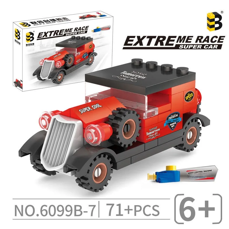 

Classic Classic Car Building Blocks 6099b-7 Red Sports Car Small Particle Assembly Building Blocks Retro Children Puzzle Toys