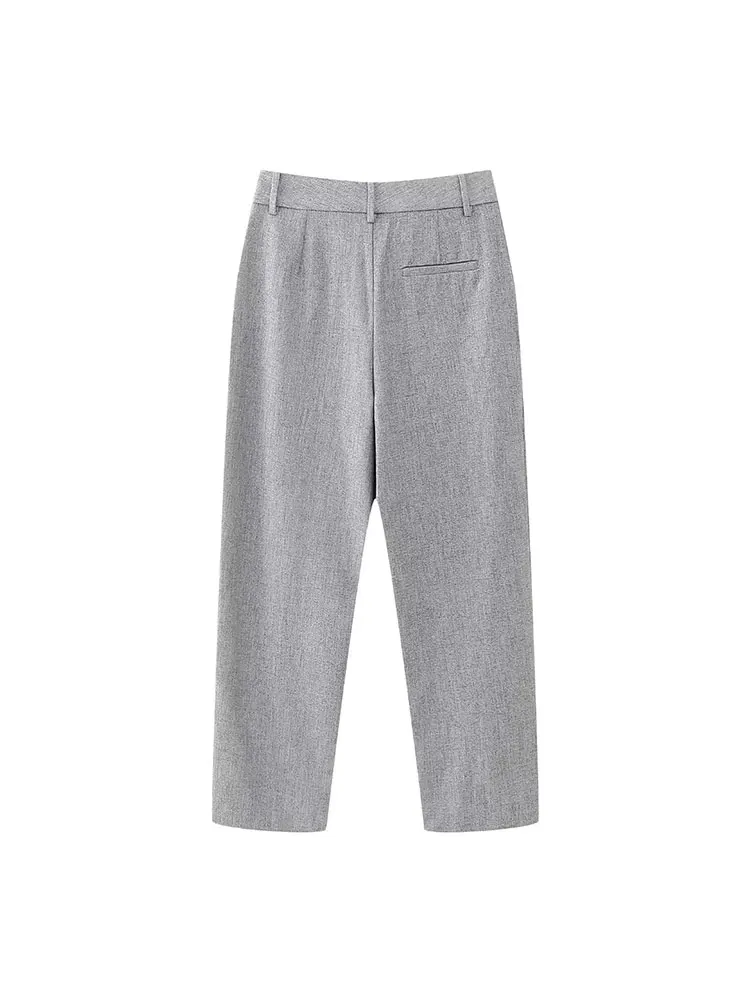 Nlzgmsj TRAF 2023 Женская шикарная модная офисная одежда прямые брюки + винтажные