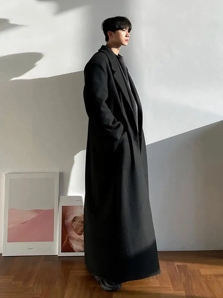 Новинка Осень-зима 2024 очень длинное теплое Черное свободное повседневное