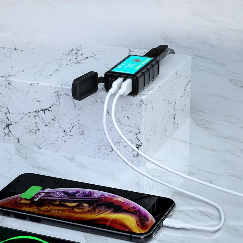 Фото USB-зарядное устройство для мотоцикла 12В с водонепроницаемым выключателем и вольтметром, адаптер быстрой зарядки SAE на USB Type-C, аксессуары для мотоциклов №3