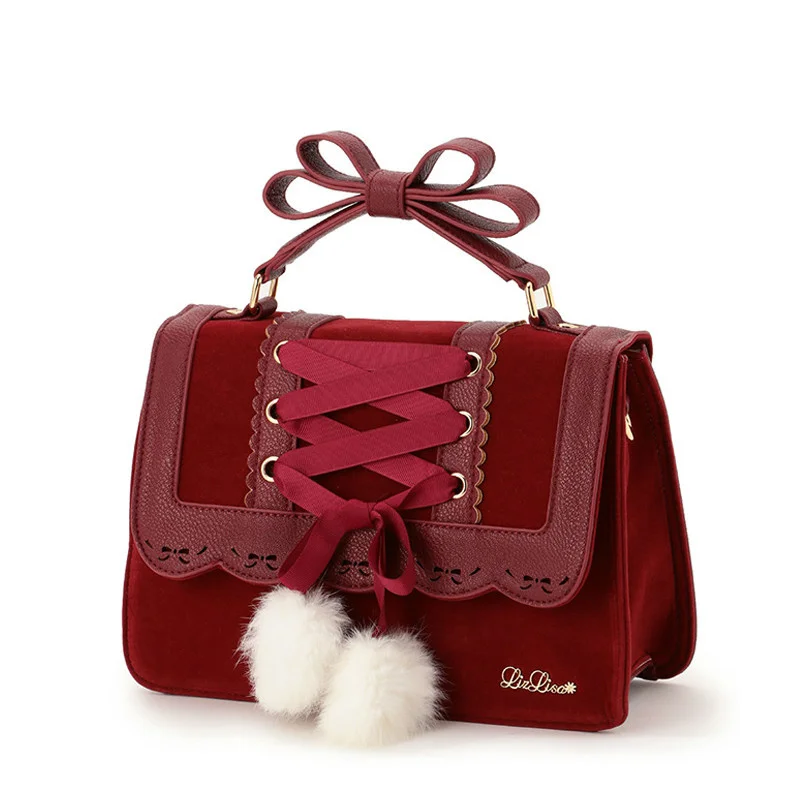 

Fashion Liz Lisa Cute Bow Shoulder Bags Women Sweet Red Handbag Famous Brand Designer Girl Leather Shoulder Bag