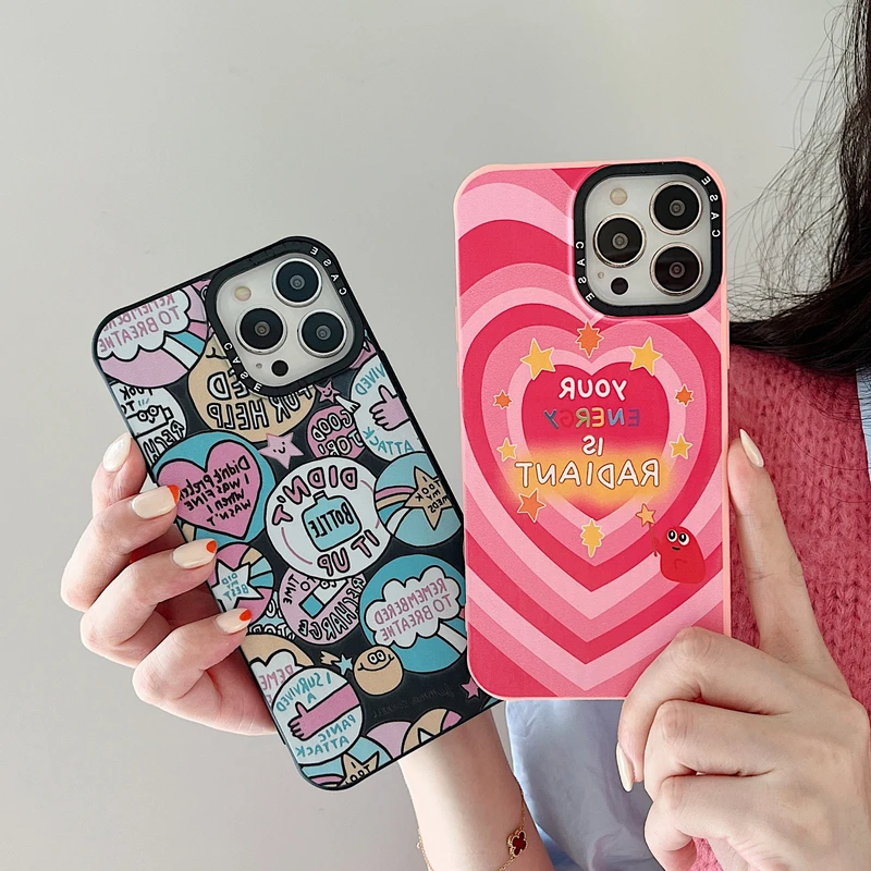 

Корейский милый мультяшный чехол для телефона с надписью Love Heart для iPhone 11 12 13 Pro Xs Max X Xr Xs 7 8 Plus, силиконовый мягкий чехол