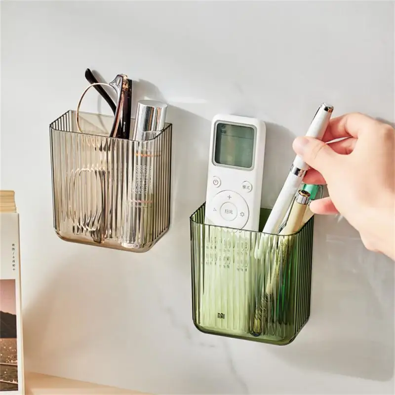 

Storage Basket High Quality Wall-mounted Light Luxury Transparent Stripe Household Accessories Remote Control Storage Box