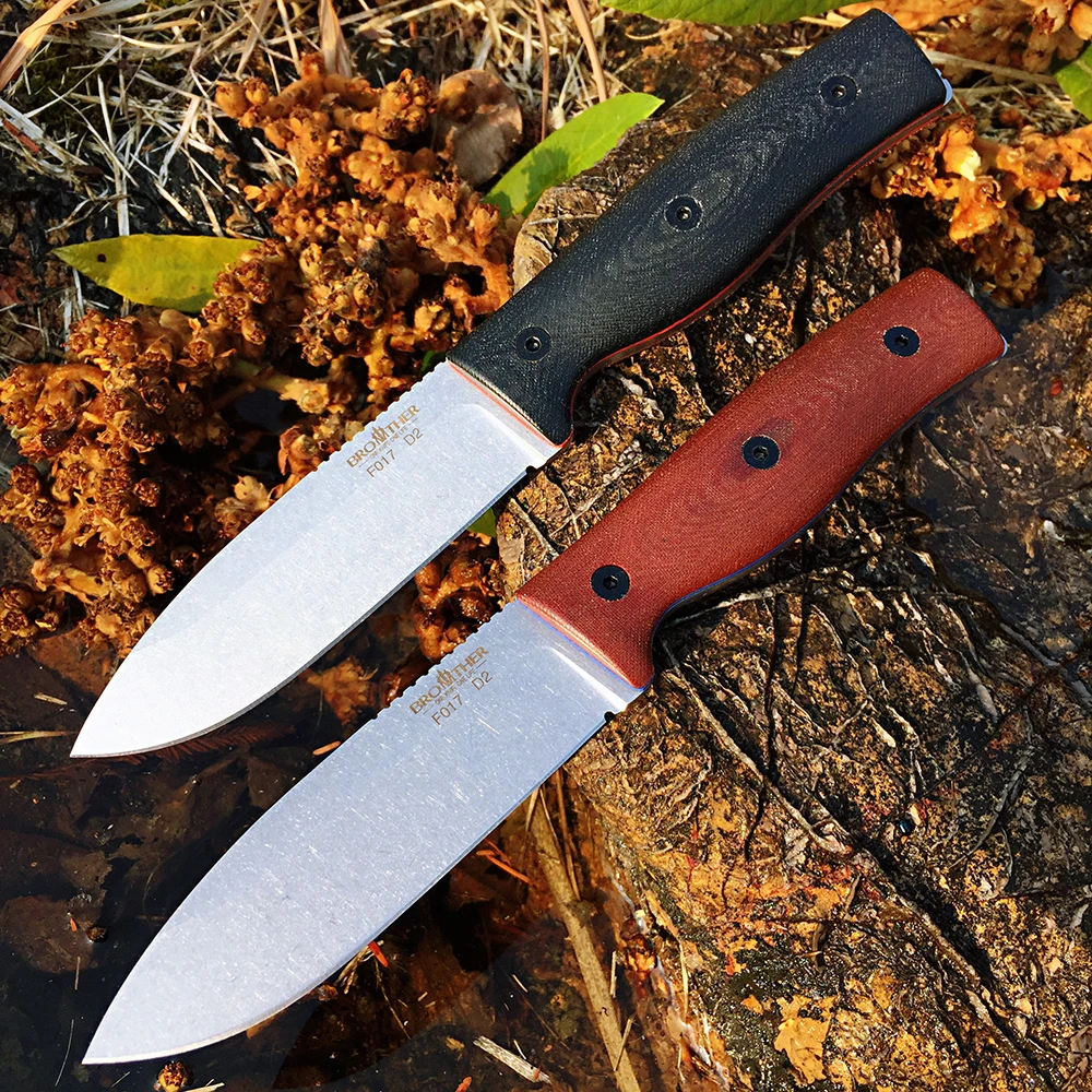 Фото Нож Brother F017 Bushcarft D2, охотничьи ножи, каменная мойка, ручки Micarta, острое фиксированное лезвие, рыболовный уличный нож №1