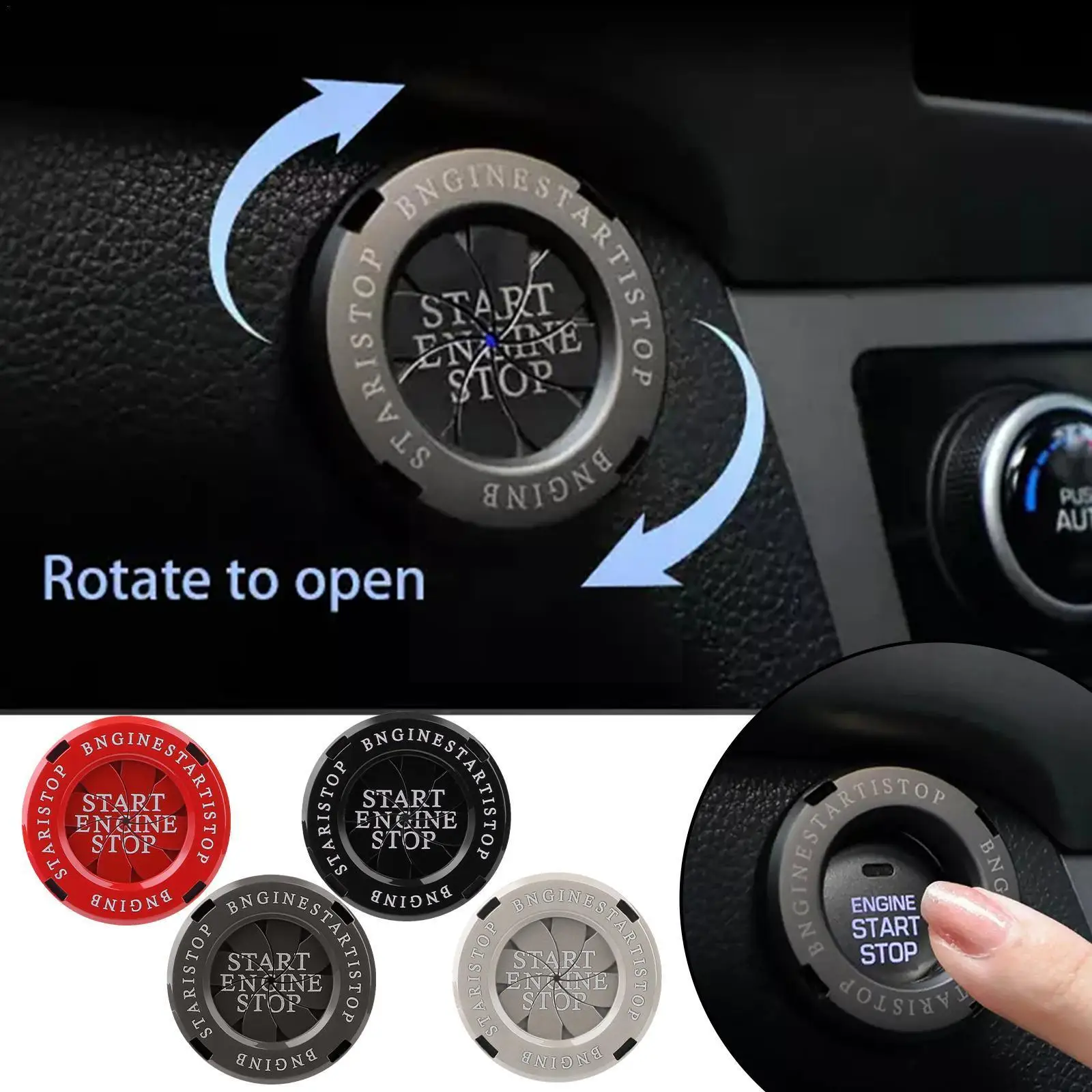 

Декор салона автомобиля, крышка кнопки запуска двигателя, зажигания, поворотная крышка кнопки, крышка для запуска и остановки автомобиля, индивидуальные аксессуары Onekey L0C3