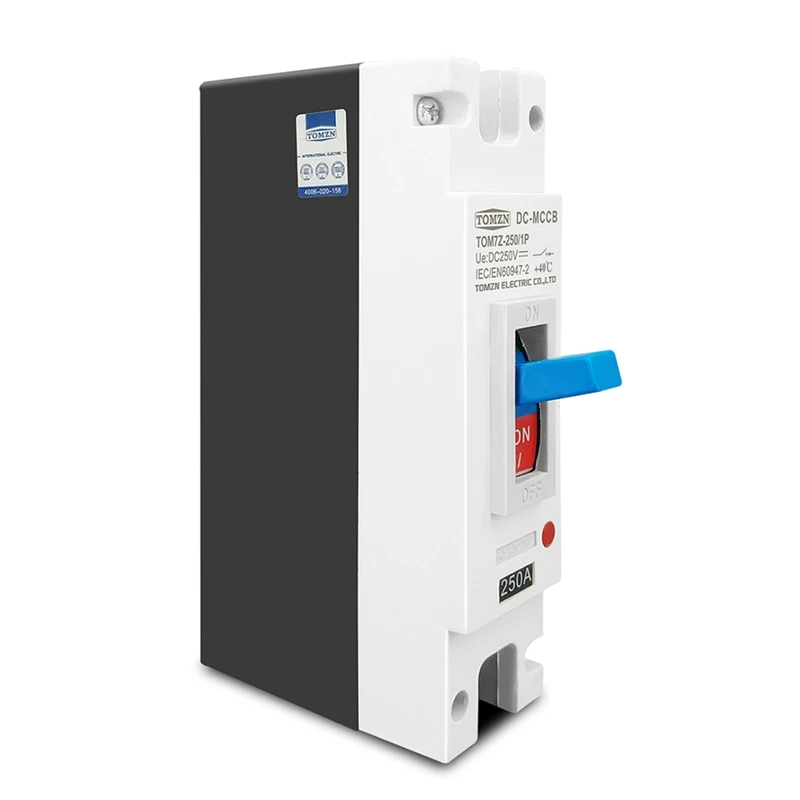 

TOMZN 1P DC 250 В DC, литая лампа для солнечных батарей, автоматический выключатель MCCB, защита переключателя от перегрузки для солнечных фотоэлектрических систем