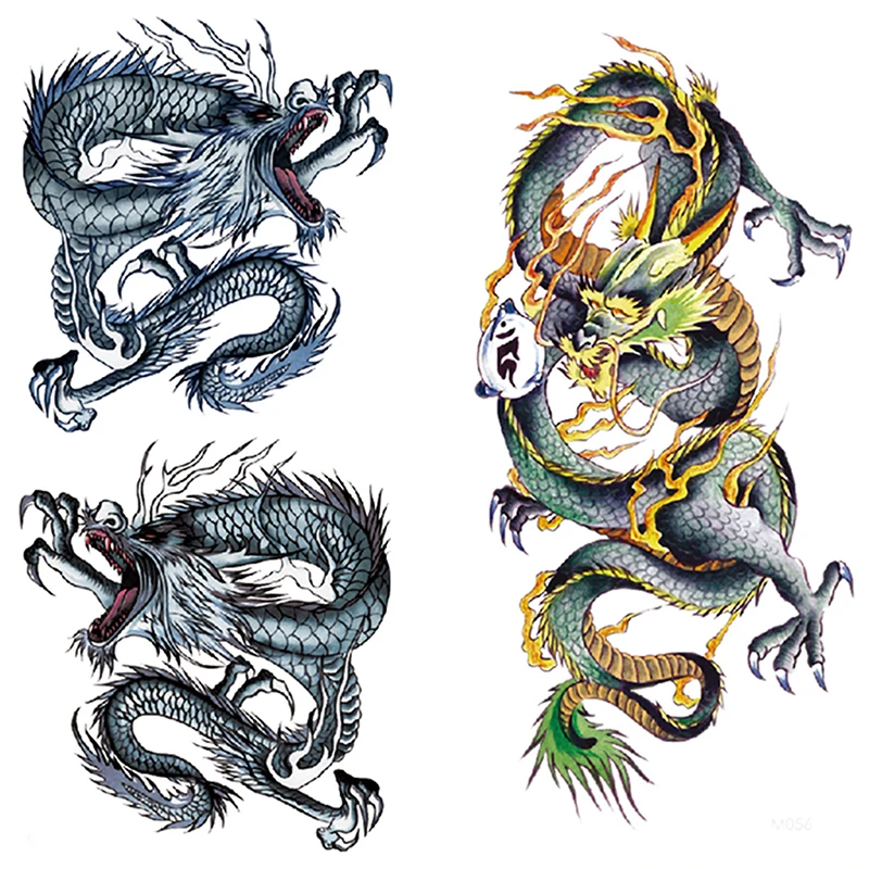 

Realistic Dragon Fake Tattoo Stickers For Men Boys Kids 3D Fierce Tiger Eagle Temporary Tattoos Washable Tattos Waterproof