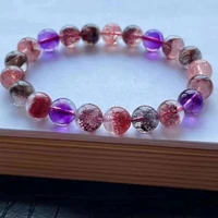 natural purple super 7 seven red lepidocrocite quartz bracelet 9 3mm rutilated quartz women clear round beads men aaaaaa