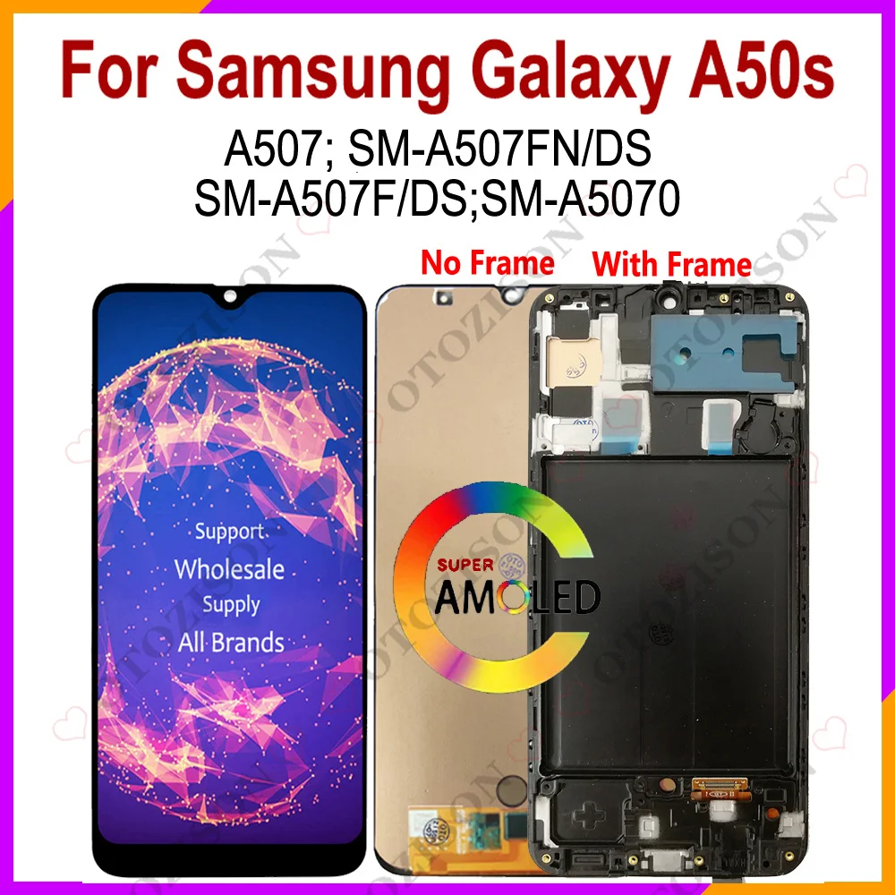 AMOLED для Samsung Galaxy A50s 2019 ЖК-дисплей A507 LCD A507FN с рамкой SM-A507F/DS A5070 ЖК-экран сенсорный