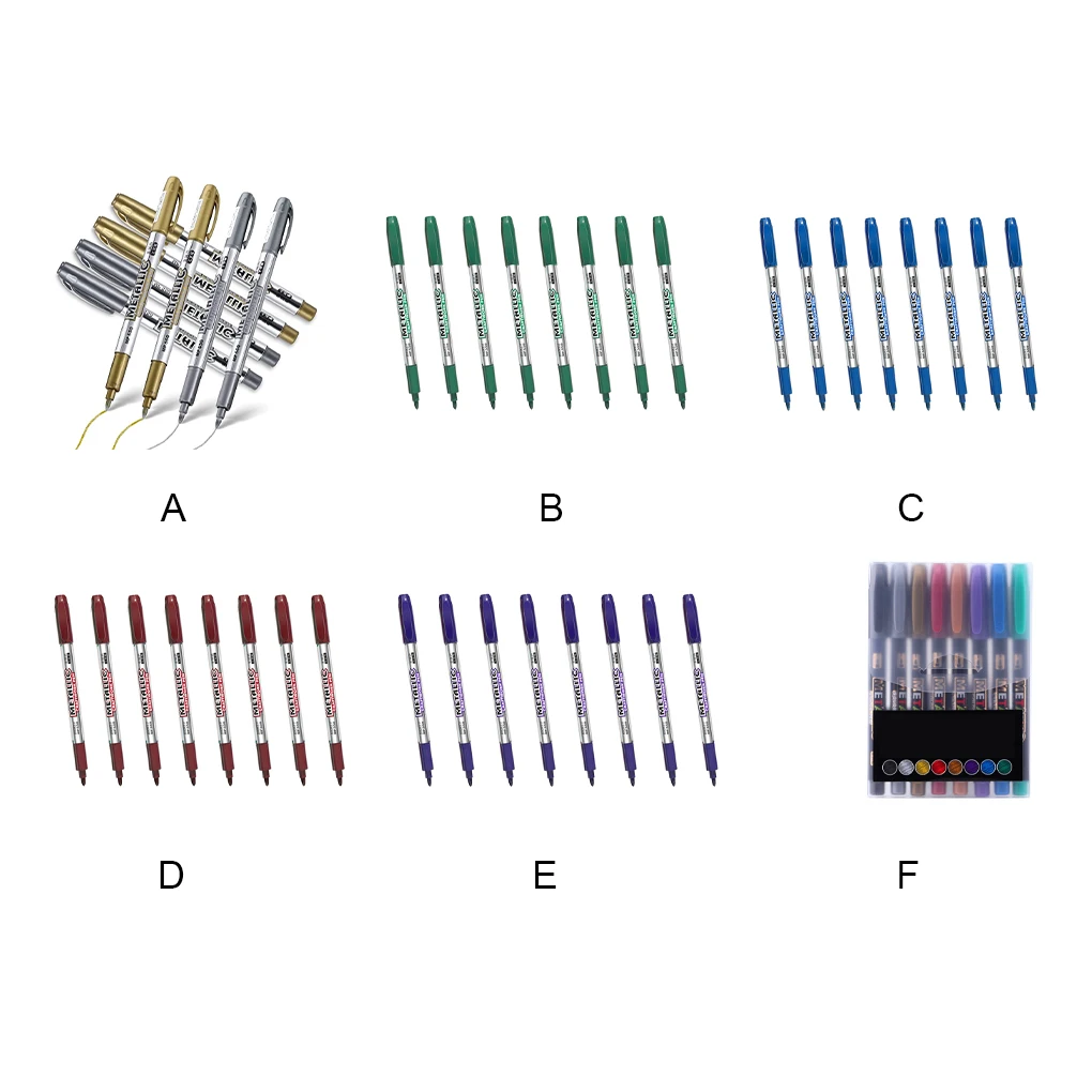 8 Pieces Mark Pens Art Fluid Waterproof Drawing Writing Sign Pen Paper Card Photo Stationery Fast Dry Portable Clip