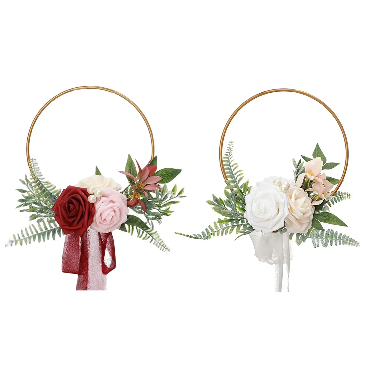 

Floral Hoop Wreath Metal Rings Wreath Wedding Decor Rose Flowers Decorative