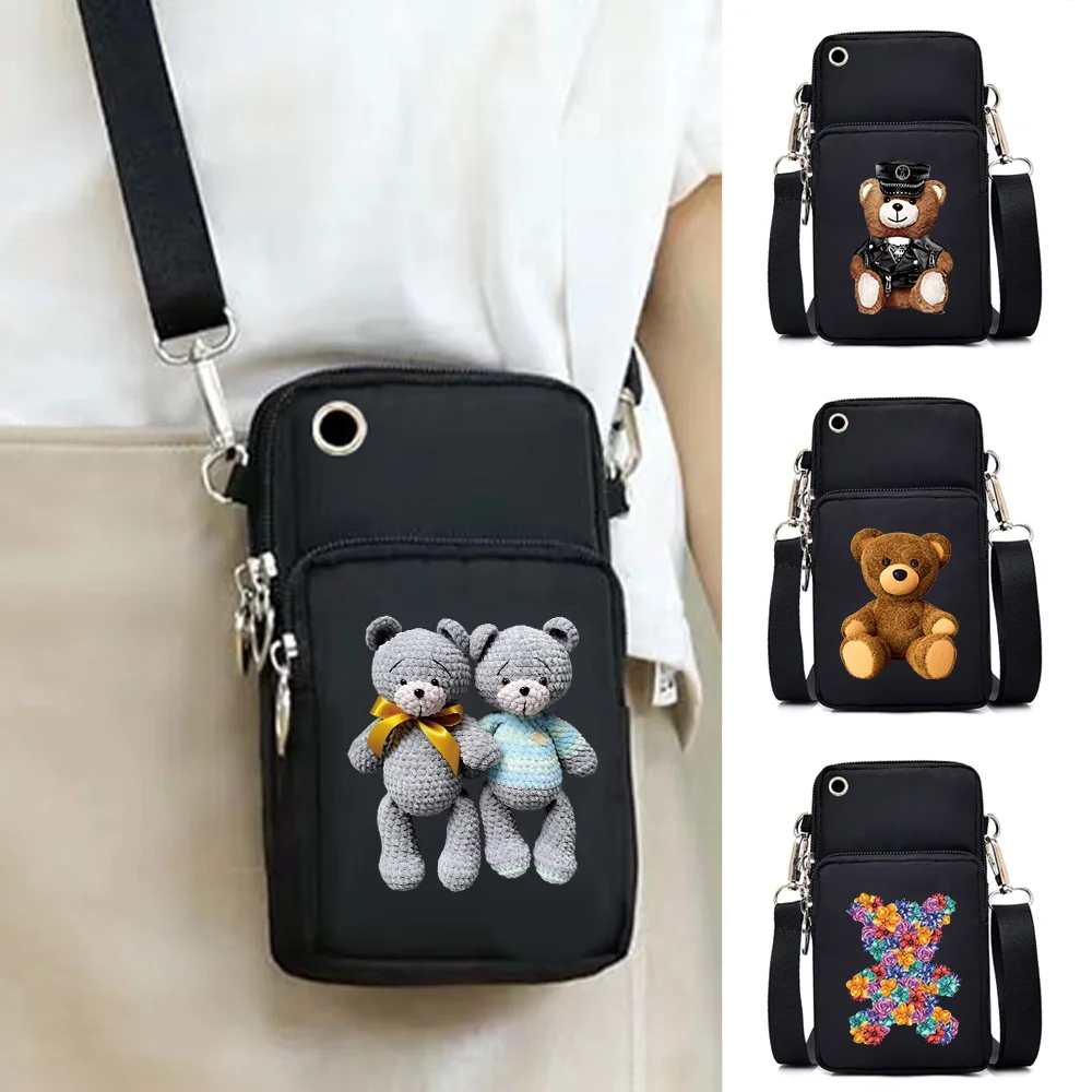 

Mobile Phone Bag Universal Pouch for Iphone 13 12/Huawei/Umidigi Bison Shoulder Bag Sports Wrist Bags for Men Women Bear Print