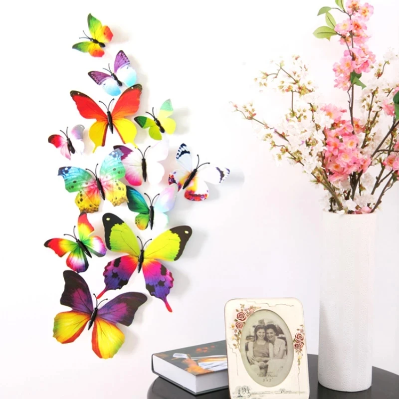 

12Pcs DIY Lifelike 3D Multicolor Butterfly Magnet Fridge Magnet Wall Stickers Kids Baby Rooms Kitchen Home Decoration Free Glue