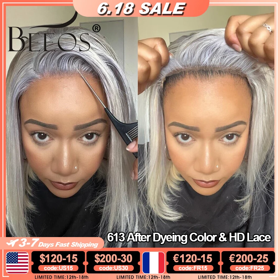 

BEEOS 613 Blonde Glueless 5x5 HD Lace Closure Wig Ready To Wear/Go Straight Short Bob Wig Pre plucked Human Hair Wigs For Women
