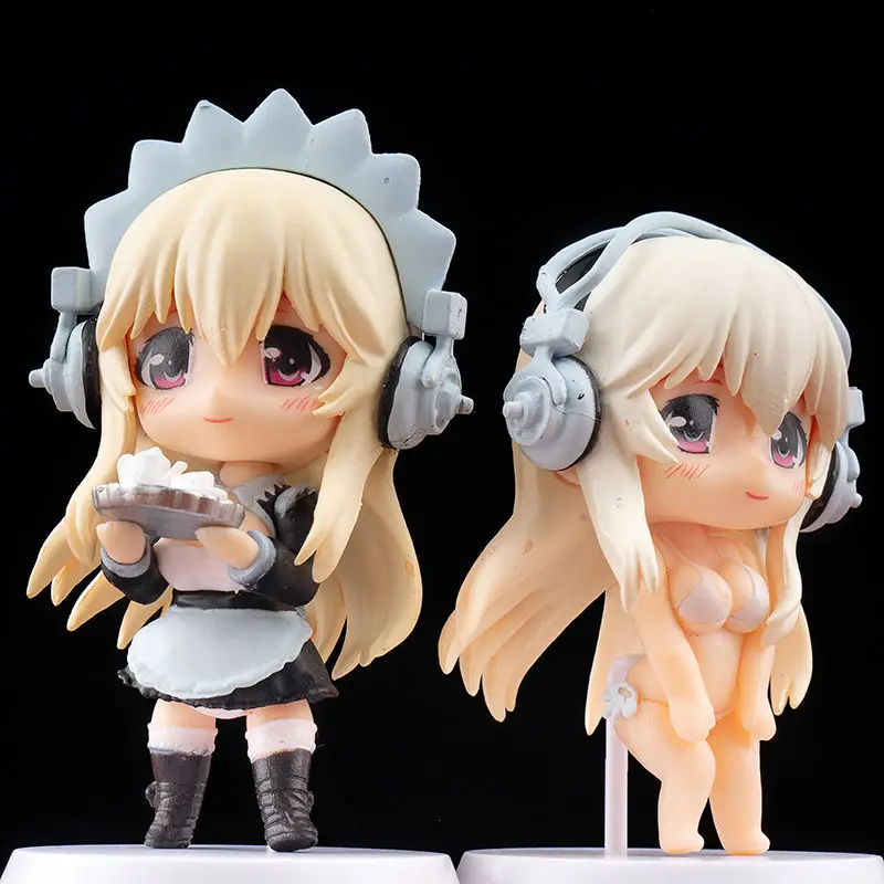 

10cm Anime Figure Girl Pair of Sexy Swimsuit and Maid Dress Q Version Royal Sister Anime Room Decoration Birthday Gift