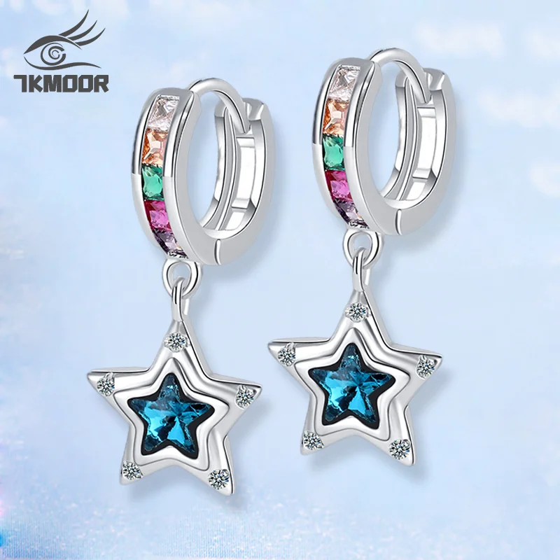 

Star Crystal Earrings For Women Stamp Silver Color Korean Fashion Luxury Designer Jewelry Accessories 2022 Trend New