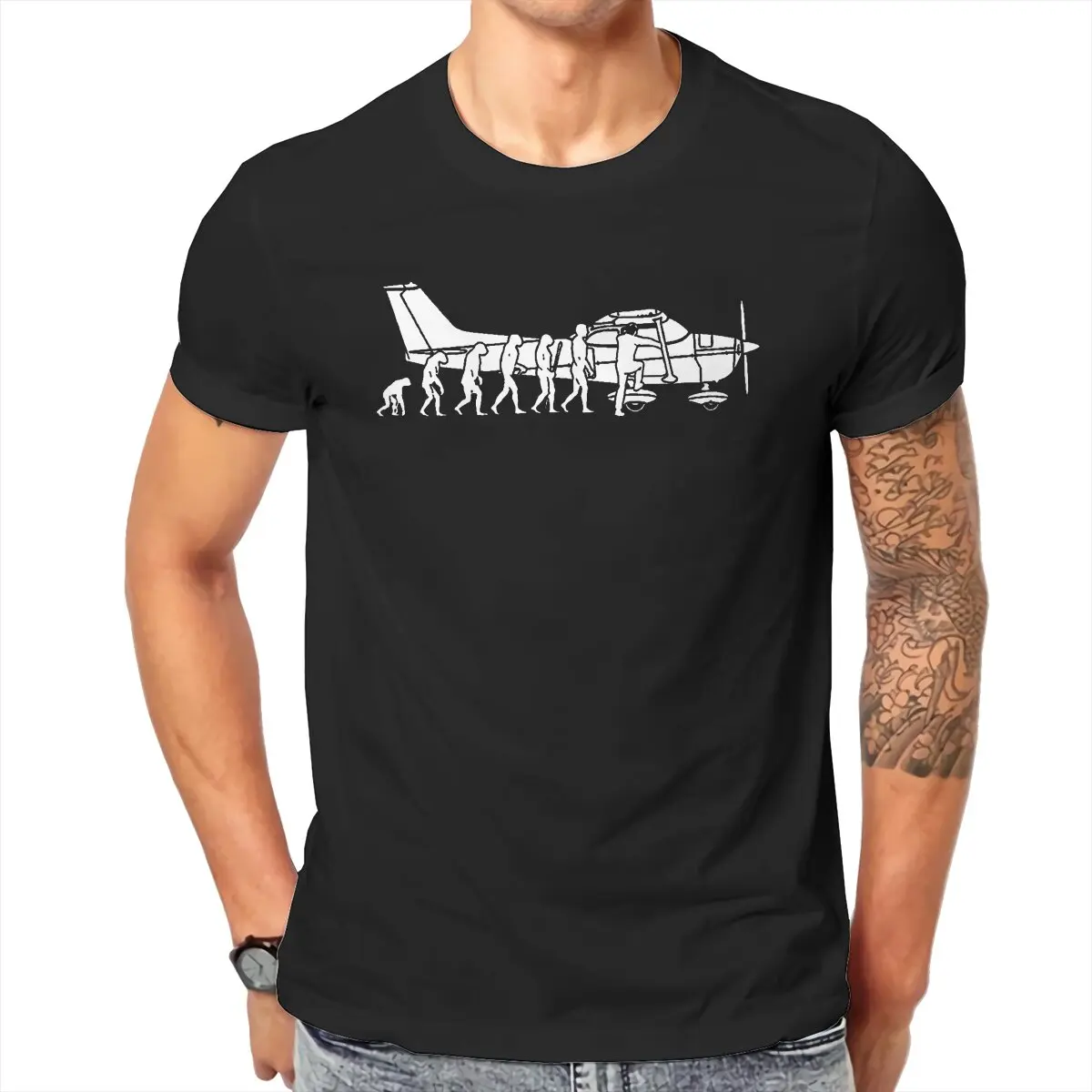 

Funny Evolution Cessna Pilot Airplane T-Shirts for Men O Neck 100% Cotton T Shirts Short Sleeve Tee Shirt Gift Idea Clothing