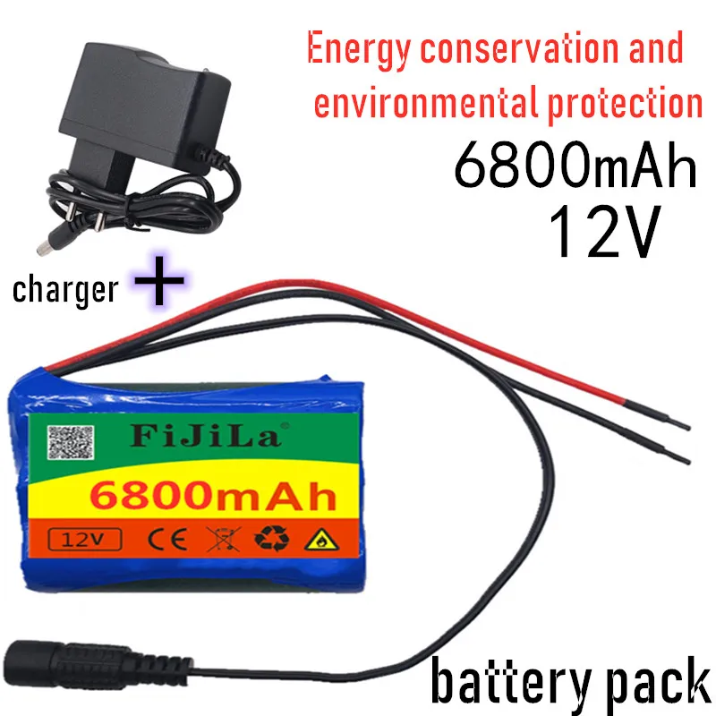 

2022 12V 6800mAh 18650 Li-ion batería recargable para cámara CCTV 3A baterías + 12,6 V cargador UE EE. UU. + Compras gratis