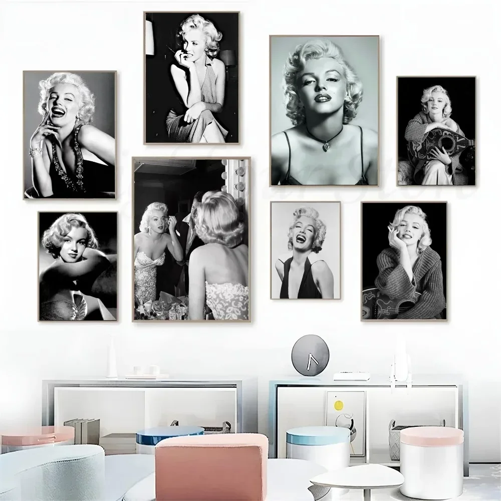 Черно-белая портретная звезда M-Marylin Monro Artwork на холсте настенное украшение HD