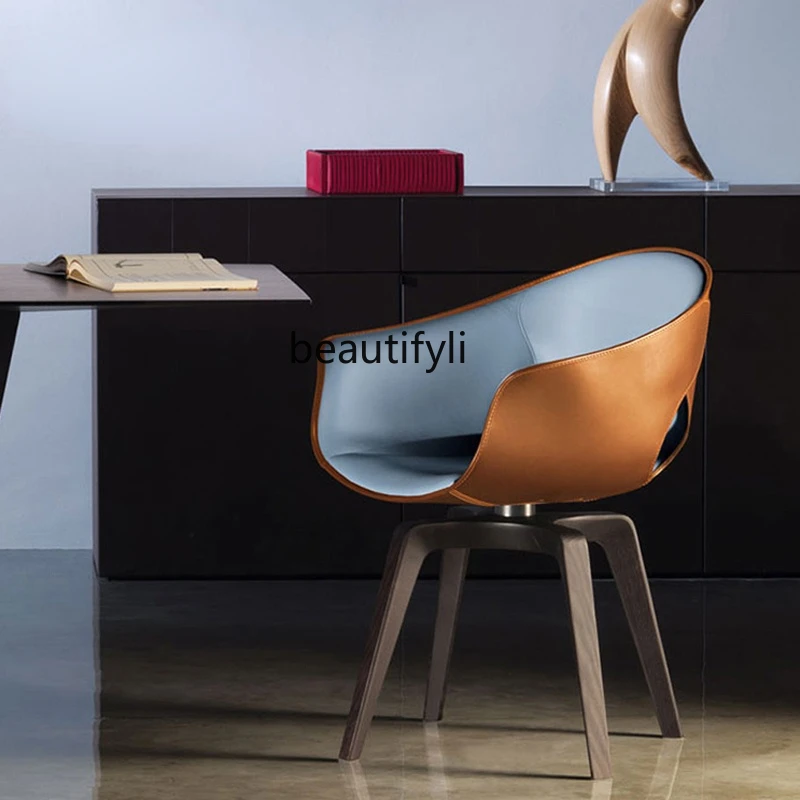 

zqItalian Minimalist Wooden Lounge Chair Creative Living Room Negotiation Meeting Couch