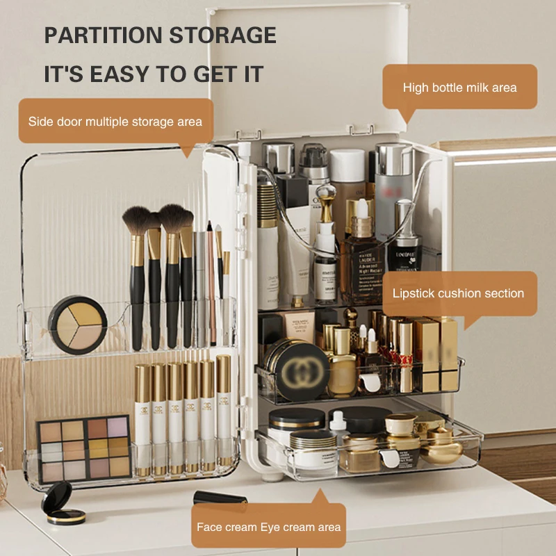 Магнитная коробка для хранения косметики пылезащитный косметический Органайзер