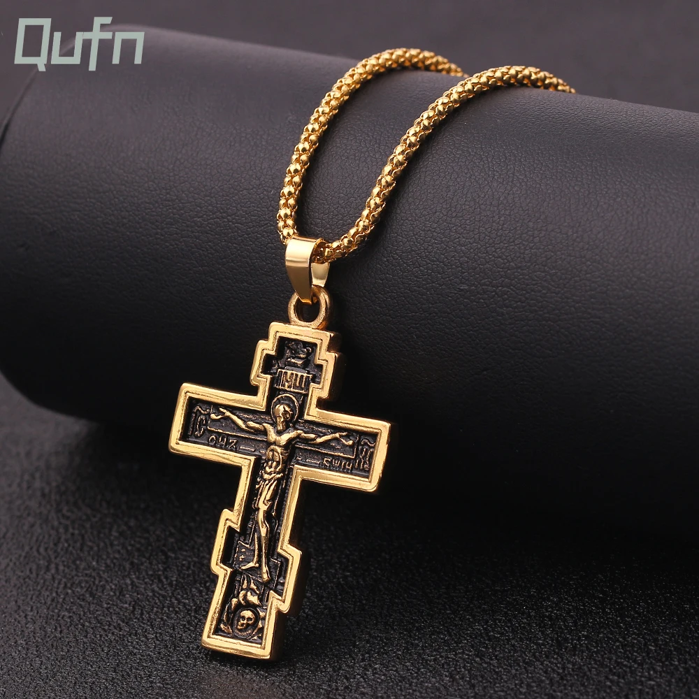 

Christian Orthodox Jesus Cross Pendant Necklace Prayer Big Pendants Jewelry For Russian Men Women Jewelry Accessories Gifts