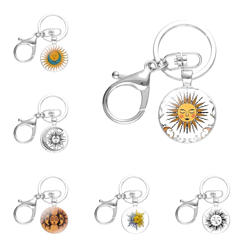

Keychains Handmade Glass Cabochon Alloys Key Rings Celestial Love