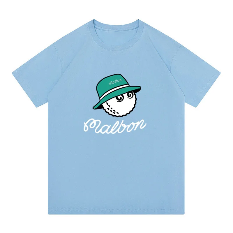 Summer Cotton Golf Top Malben Golf Bucket Cap Short Sleeve Fashion Couple Loose Clothing Golf T-shirt Suitable For Men And Women