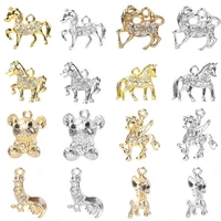 crystal animal charm rhinestones horse pendant for jewelry making diy necklace earring women men accessories handmade materials