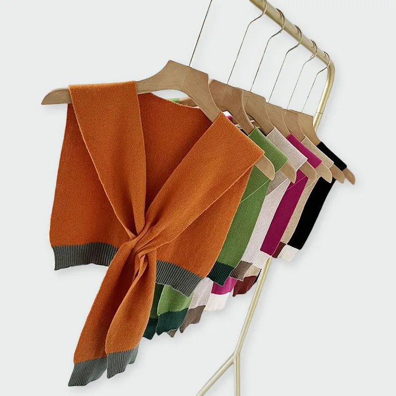 

Осенне-зимний детский вязаный шарф модная шаль в Корейском стиле для девочек и мальчиков съемный Поддельный Воротник Аксессуары для детско...