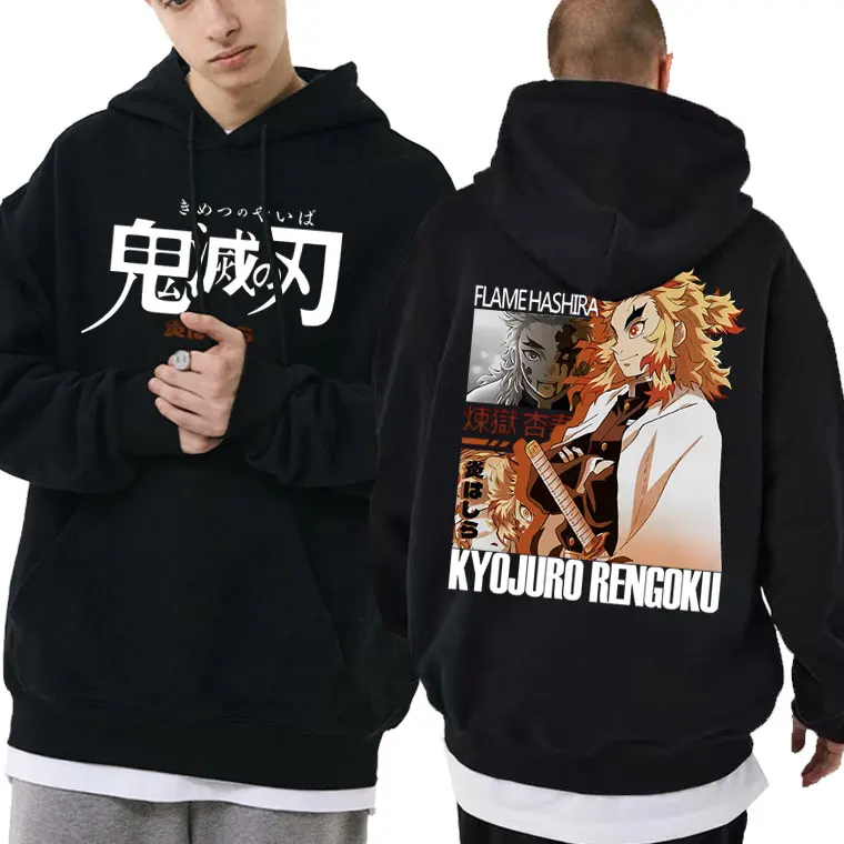 

Anime Demon Slayer Rengoku Kyoujurou Graphic Hoodie Kimetsu No Yaiba Pattern Sweatshirt Men Women High Quality Oversized Hoodies
