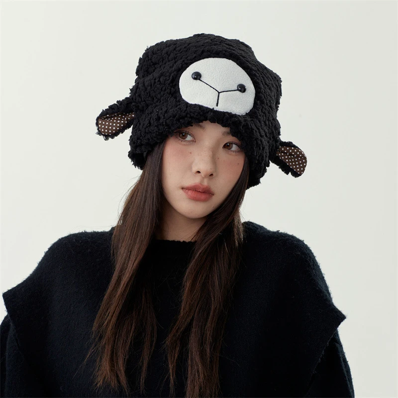 1 шт. плюшевая утолщенная теплая пуловерная шапка из овечьей шерсти Y2K для женщин
