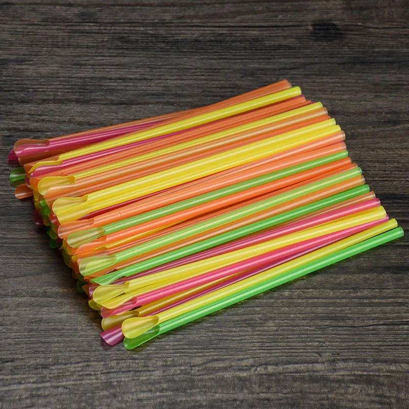 

500/1000Pcs plastic Straws Drinking Straw Spoon Bar Pub Slush Straw For Birthday Celebration Party Supplies New Fast Delivery