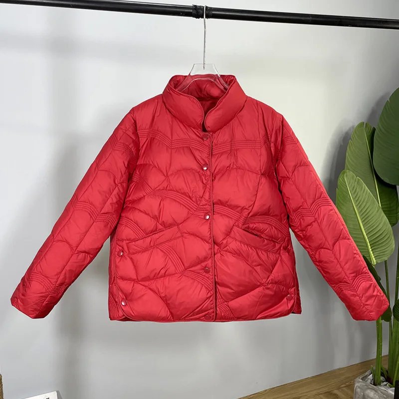 Down Jacket Women's Short Section 2022 Autumn Winter New Light And Warm Fashion All-Match Simple 90 White Duck Down Coats Female